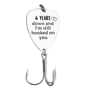 4Th Anniversary Fishing Lure Gifts For Him 4 Years Down And Im Still Hooked On You 4 Year Anniversary Present For Boyfriend Hus