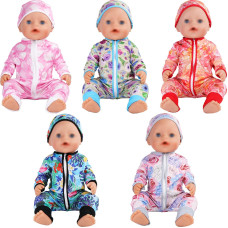 Sotogo 5 Sets Baby Doll Clothes Outfits Jumpsuits With Hats For 14 To 17 Inch Baby Doll 43Cm New Born Baby Doll American 18 In