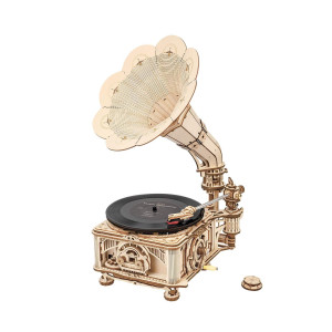 Rowood 3D Wooden Puzzle Classical Mechanical Model Kit To Build Best Gift For Teens Adults Gramophone