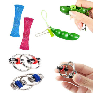 Zcoins 6 Pieces Silent Fidget Toys Flippy Chain Pea Pod And Marble Fidget Stress Toy For Fidgeting Adults And Teens