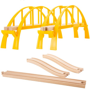 Orbrium Super Long Double Span Arch Bridge Almost 5 Ft Long For Wooden Railway Wood Train Tracks Compatible With Thomas Brio C