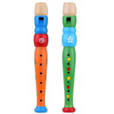 Tovip 2Pcs Wooden Kid Flute Musical Instrument Early Education Develop Recorder Woodwind Musical Educational Toy For Children R