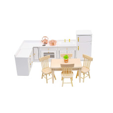 112 Scale Mini Wooden Furniture Miniature Kitchen Furniture Set Mini House Accessories Furniture Model For Birthday Gifts