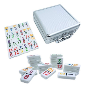 Pureplay Mexican Train Dominoes Set With Numbers Double 12 Colored Number Dominoes Includes 91 Tiles With 9 Trains Plastic