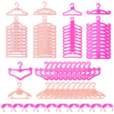 Doll Clothes Hangers Glasses For 115Inch Dolls Accessories For Dress Closet Wardrobe 70 Pcs Pink