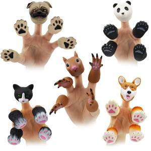 Mimidou Cute Animal Finger Puppets Toys 5 Set Panda Squirrel Cat Shiba Inu Pug Roletelling Animal Puppets An Excellent G