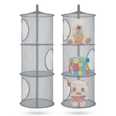 2Pcs Stuffed Animal Storage Foldable Stuffed Animal Net Or Hammock Organizer 3 Compartments Hanging Mesh Toy Storage Hammock Fo