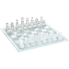 Skylety 14 Inche Glass Chess Set Glass Board With Frosted And Clear Pieces Felted Bottom For Adult And Teens