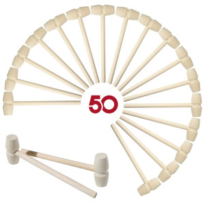 50 Pcs Mini Wooden Hammers For Chocolate Small Wood Toy Mallets For Kids