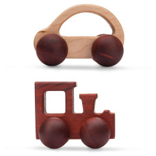 Promise Babe Wooden Rattle Cars - Montessori Baby Toy Set