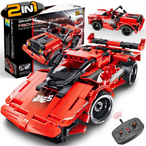 Stem Toy Building Toys Gifts For Age 5 6 7 8 9 10 11 12 Years Old Kids Boys Girls 2 In 1 Remote Control Racing Car Build