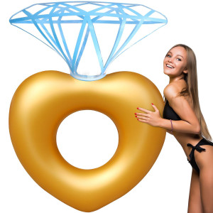 Diamond Shape Ring Pool Floats For Adult Inflatable Swimming Ring Floating Bed Fun Party Beach Swim Pool Toy Gold