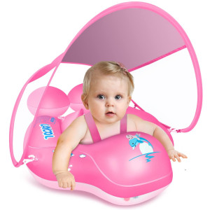 Laycol Baby Pool Float With Upf50 Sun Protection Canopy Add Tail Never Flip Over Inflatable Baby Float Toddler For Age Of 336