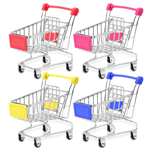 Hnyyzl 5 Pcs Mini Shopping Cart Supermarket Handcart Shopping Utility Cart Mode Storage Toyrandom Color