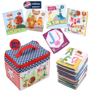 Alphabet Baby Toy Gift Soft Cloth Alphabet Cards 28Pcs Abc Learning Flash Cards With Bag Early Educational Learning Toys For