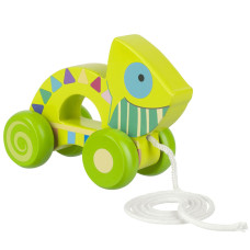 Orange Tree Toys Pull Along Chameleon Wooden Toy Colorful Wheeled Character Encourage First Steps Fsc Certified Toddler