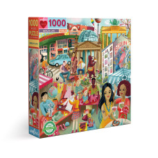 Eeboo Piece And Love Berlin Life 1000 Piece Square Jigsaw Puzzle Sturdy Puzzle Pieces A Cooperative Activity With Friends And