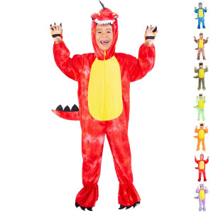 Dearsun Childs Trex Dinosaur Costume Dinosaur Costume For Kids Fancy Dress Costume Hooded Romper Jumpsuit L120 56 Yrs Red