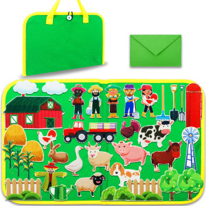 Craftstory Travel Felt Board For Toddlers Farm Animals Toys Preschool Learning Activities 37 Pieces Sensory Toys Barnyard Storie