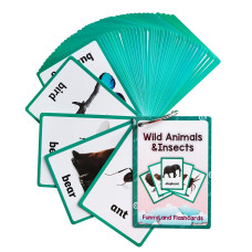 Lilias Wild Animals & Insects Flash Cards, Toddler Learning Toys, Preschool Learning Toys, Homeschool Supplies, Learning Supplies For Kindergarten, 4.3 X 3.14 Inch, 48 Cards In Set