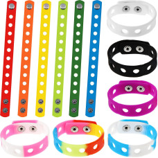 Mtlee 12 Pieces Silicone Wristbands Adjustable Rubber Bracelets Colorful Cute Charm Bracelets With Holes For Shoe Charm Boys Gir