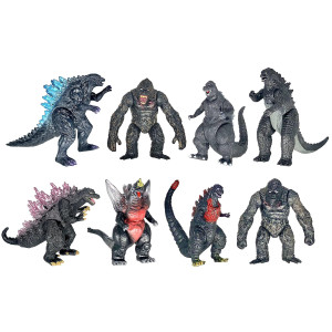 Twcare Set Of 8 King Kong Vs Godzilla Toys Movable Joint Action Figures King Of The Monsters Birthday Dinosaur Kid Gift Cake Top