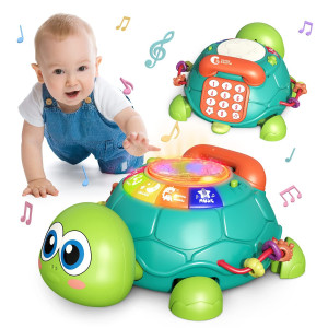 Cute Stone Baby Toys 6 To 12 Months Musical Turtle Crawling Baby Toys For 1218 Months Early Learning Educational Toy With Lig