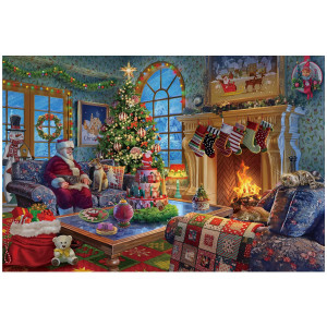 Lavievert Wooden Jigsaw Puzzle 1000 Piece Puzzle For Adults And Kids Santa Claus Fireplace Christmas Tree Warm Christmas