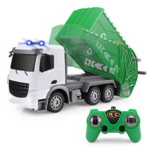 Wemoka 24Ghz Remote Control Garbage Truck Toys Rc Trash Truck Toys For Boys With Trash Bin Real Lights 124 Scale 6 Channel R