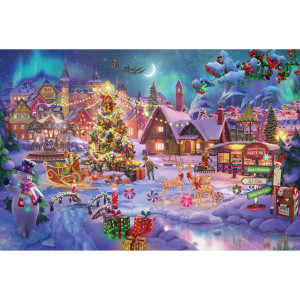 Lavievert Wooden Jigsaw Puzzle 1000 Piece Puzzle For Adults And Kids Christmas Tree Snowman Milu Deer Presents On Snowy Ch