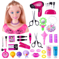 Konhaovf Doll Head For Hair Styling And Make Up For Little Girls Small Styling Head Doll With Hair Accessories For Girls Makeup