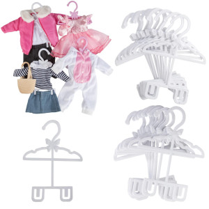 Dress Along Dolly White Fulloutfit Hanger 24Pk For American 18 Doll Clothes Hold Your Tops Bottoms Together Including Dres