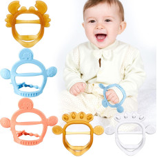 5 Pieces Baby Teething Toys For 612 Months Silicone Teether Hand Teether With Adjustable Wristband Antidropping Chew Toys For