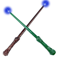 Light Up Magic Wand For Kids Sound Wizard Witch Illuminating Toy Brown Green