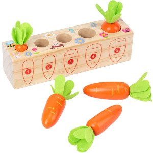 Xylolin Montessori Toys For Toddlers 13 Carrots Shapes Sorting And Matching Game Wooden Toys Fine Motor Skill Early Learning