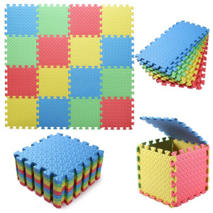 Tamiplay 16 Tiles Foam Play Mat 04 Inch Thicked Interlocking Floor Mats With Solid Colors Squares Baby Play Mat Eva Foam Puz