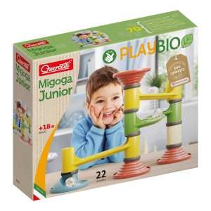 Quercetti Playbio Migoga Junior Marble Run 22 Large Elements Includes 3 Marbles With Bells For Sound For Kids Ages 18 Months