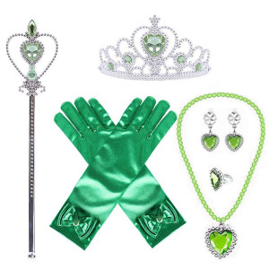 Princess Tiana Costume Dress Up Accessories For Girls Tiana Cosplay Accessories Christmas Gifts Set Tiana Gloves Tiara Crown Nec