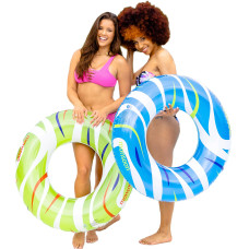 Monsoon Citrus 2Pack Luxury Pool Floats Swimming Float Beach Swim Tube Floaties Ring Tubes Blue Green