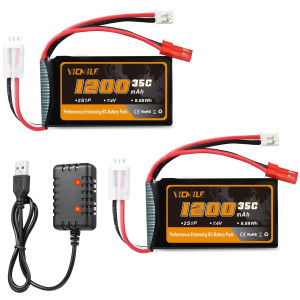 74V 1200Mah Lipo Battery 2S 35C Scx24 Lipo Batteries With Ph20Jst Plug Rechargeable Lithium Battery With 2 In 1 Usb Charger F