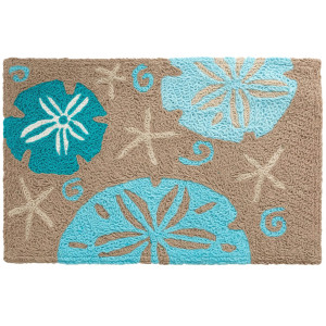 Aqua Sand Dollars On Gray Jellybean Accent Rug Beach Themed Rug 20X30 Doormat