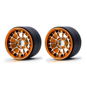 Treal Aluminium 22 Beadlock Wheels Rims2 Pcs Fit Rc Crawler Mud Truck 22 Tires Orange