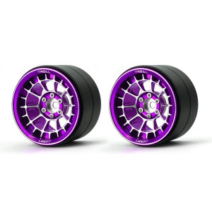 Treal Aluminium 22 Beadlock Wheels Rims2 Pcs Fit Rc Crawler Mud Truck 22 Tires Purple