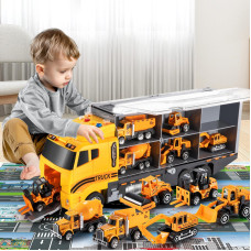 Toddler Toys For 39 Years Old Boys Construction Toys Car Transport Vehicle Wplay Mat Diecast Alloy Engineering Vehicle Gift