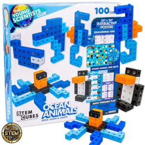 The Young Scientists Club Ocean Animals Stem Cubes Build Learn Create With 100 Math Cubes Manipulatives 2In1 Educational Ga