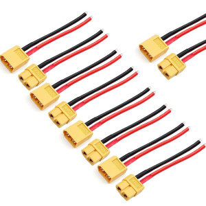 Zhofonet 5 Pairs Xt30 Pigtail Xt30 Male And Female Plug Xt30 Connector Adapter With 10Cm 16Awg Silicone Wire For Rc Lipo Battery