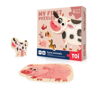 Toi 6 Packs Large Piece Toddler Jigsaw Puzzles For Kids Aged 25 Animal Shaped Floor Puzzles For Beginner Preschool Learning