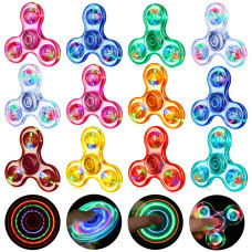 Gigilli Fidget Spinners 12 Pack Party Favors Led Light Up Bulk Fidget Spinners Kids Fidget Toy Goodie Bag Stuffers Glow In Th