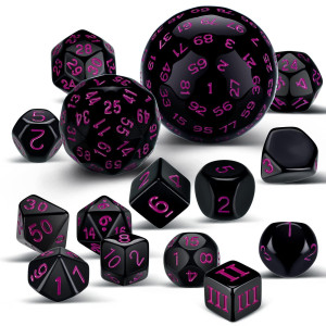 15 Pieces Complete Polyhedral Dice Set D3D100 Spherical Rpg Dice Set In Opaque Black 100 Sides Dice Set For Role Playing Table