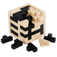 Wooden Brain Teaser Puzzle Cube Wooden Puzzles Tshaped Jigsaw Logic Puzzle Educational Toy For Kids And Adults By Ahyuan Black